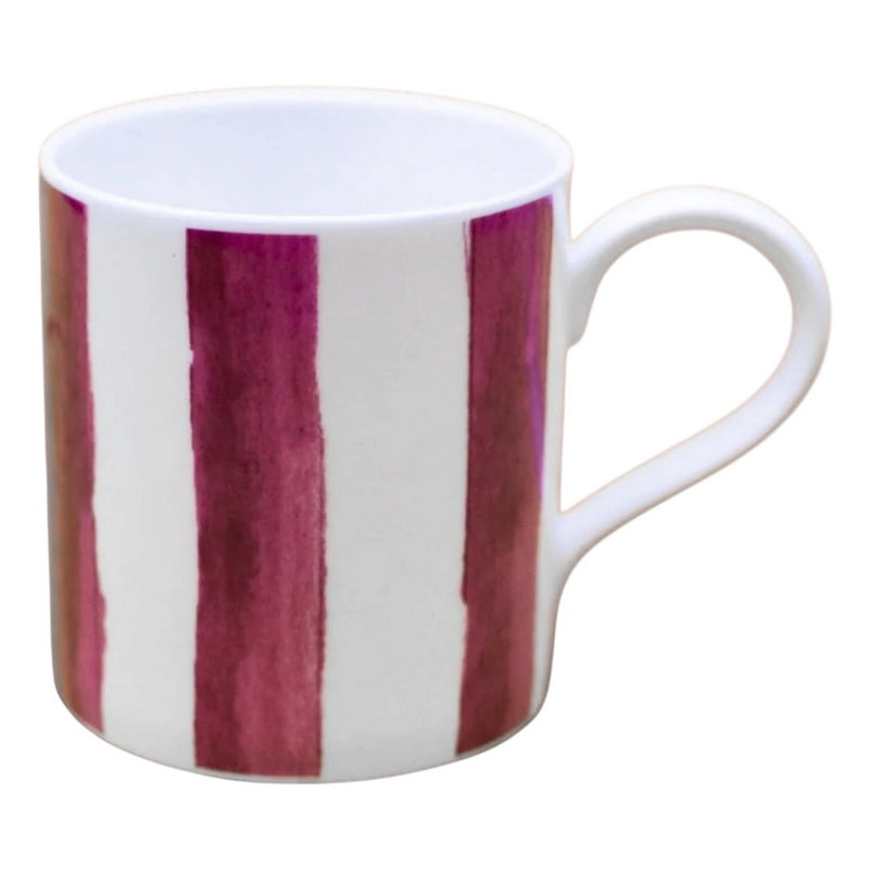 Floh Raspberry Striped Bone China Mug FM54FH front