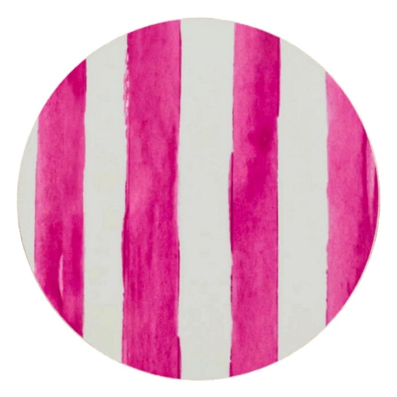 Floh Raspberry Striped Round Melamine Coaster RC04FH front