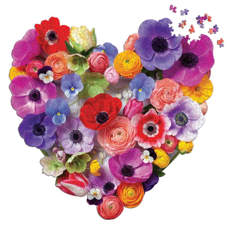 Flora Heart 750 Piece Jigsaw Puzzle nearly completed