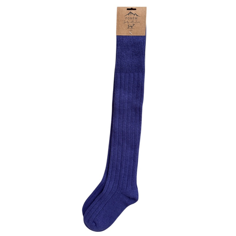 Fonem Women's Knee High Wool Socks in Purple flat