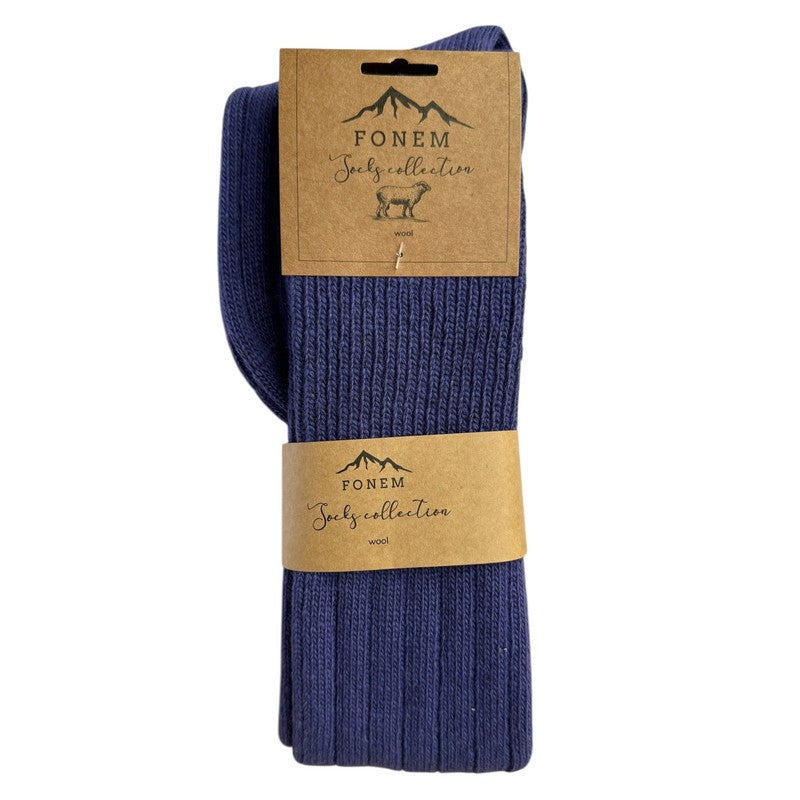 Fonem Women's Knee High Wool Socks in Purple folded