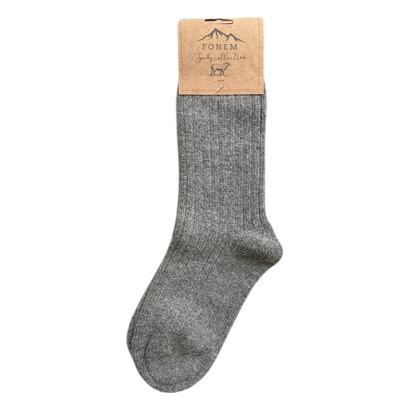 Fonem Women's Ribbed Wool Socks Grey flat