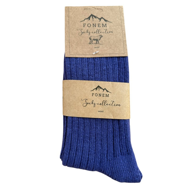 Fonem Women's Ribbed Wool Socks Purple folded