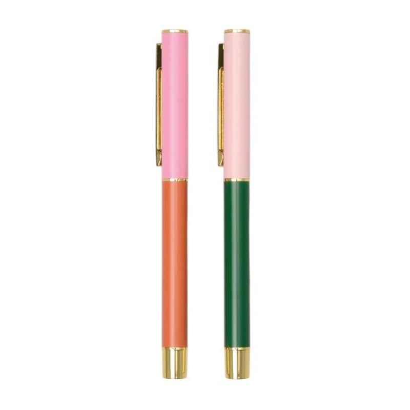 Gentlemen's Hardware Colour Block Ink Pens Orange & Emerald Set of 2 DCBS-1012EU front