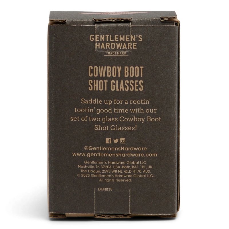Gentlemen's Hardware Cowboy Boot Shot Glasses box rear