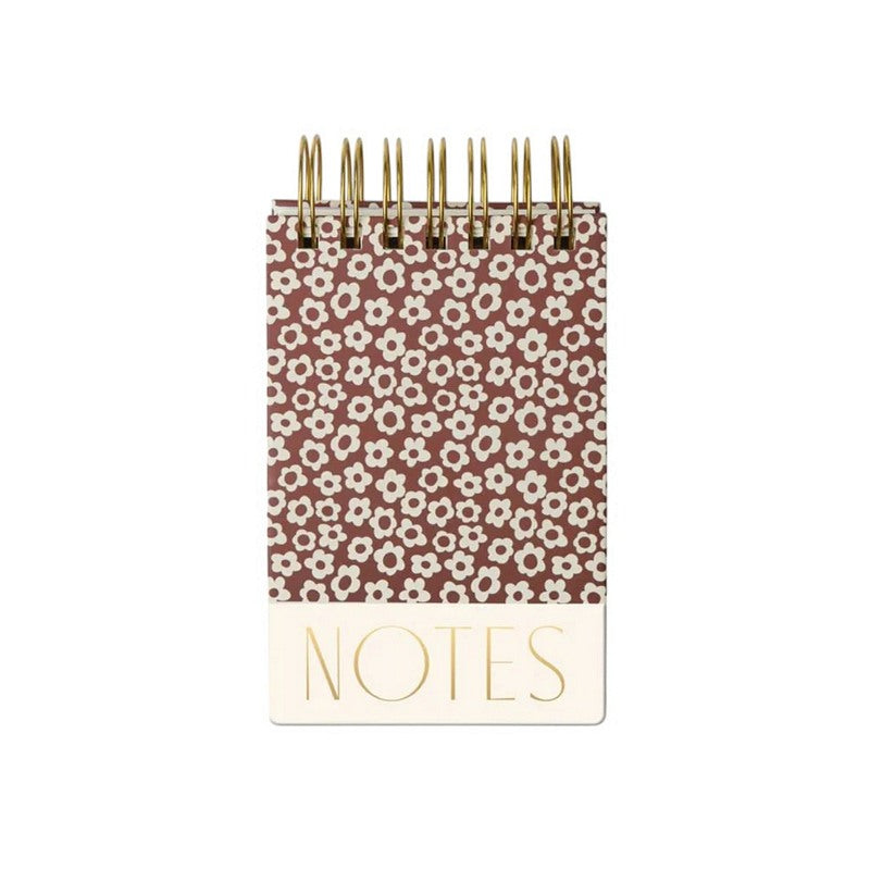 Gentlemen's Hardware Chunky Wirebound Notepad Burgundy Groovy Floral 4"x6" ST46-1007EU front