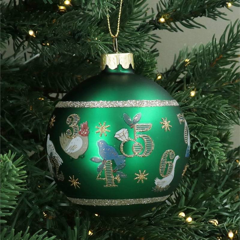 Gisela Graham 12 Days of Christmas Matt Green Bauble 01508 on tree