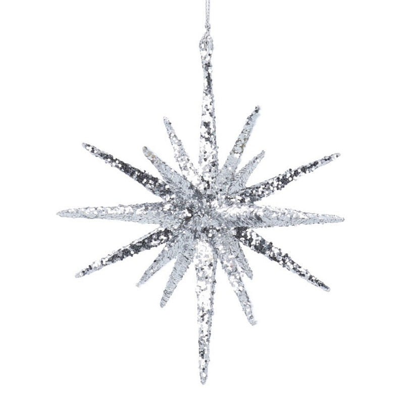 Gisela Graham Acrylic Bethlehem Star Silver Glitter 11596 main
