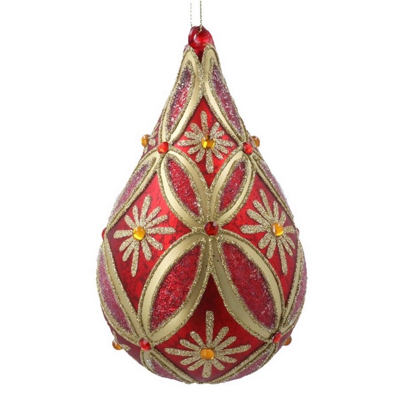 Gisela Graham Antique Red Jewelled Glass Droplet 01719 main
