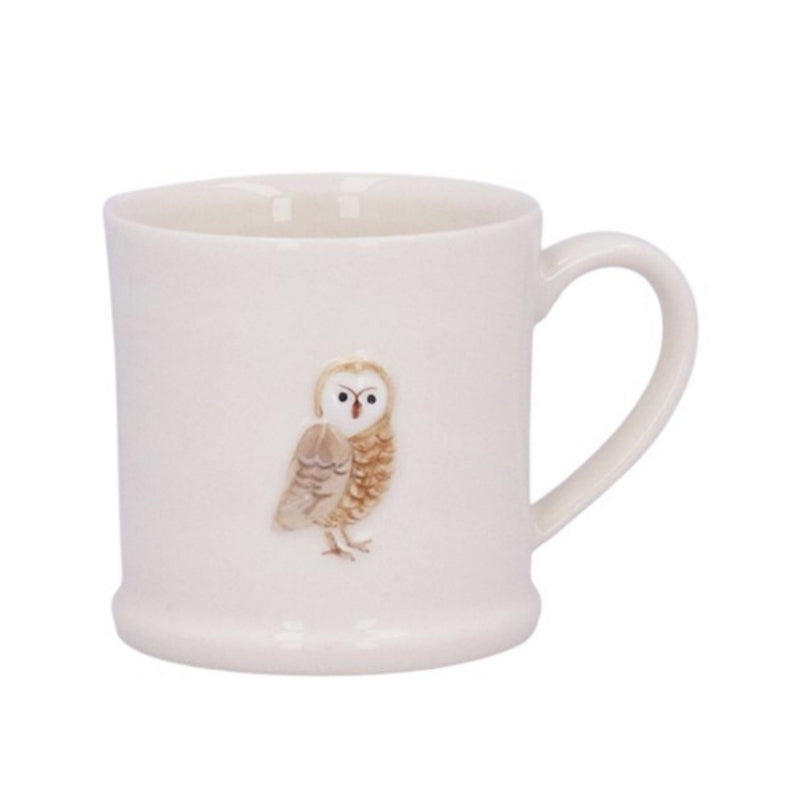 Gisela Graham Barn Owl Embossed Stoneware Mini Mug 35174 front
