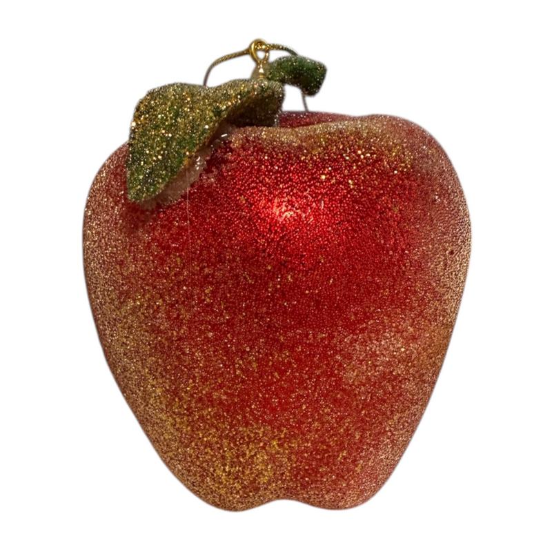 Gisela Graham Beaded Glass Red Apple Decoration front