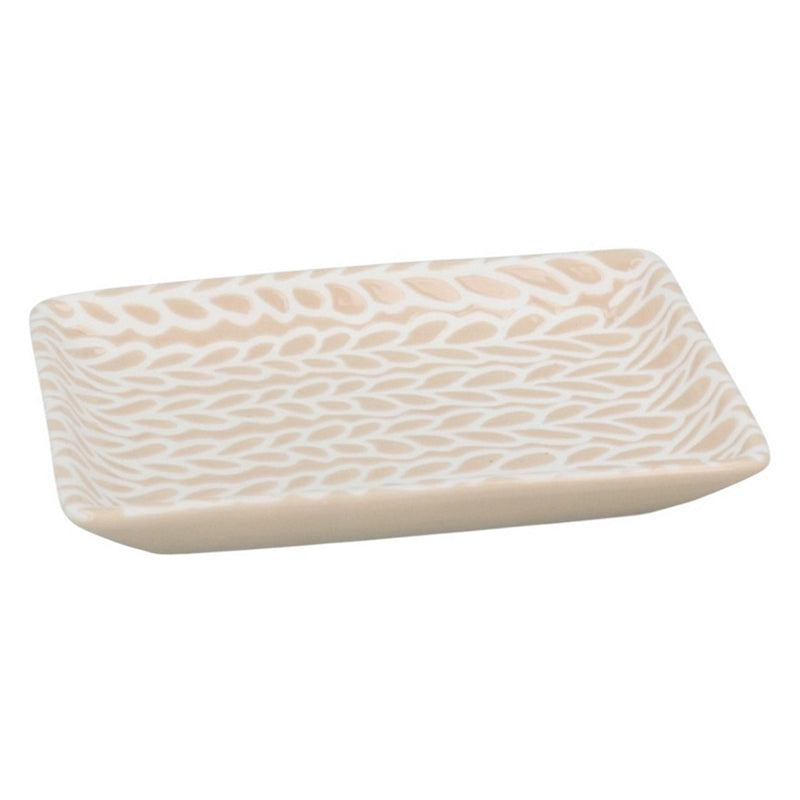 Gisela Graham Beige Leaves Porcelain Trinket Dish Small 32517 main