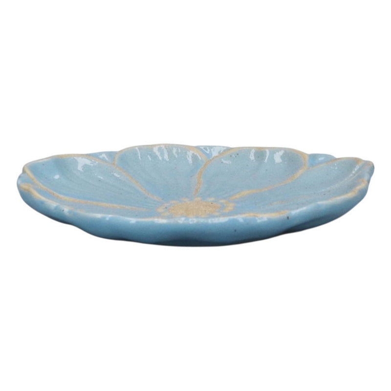 Gisela Graham Blue Stoneware Flower Plate Small 30845 side