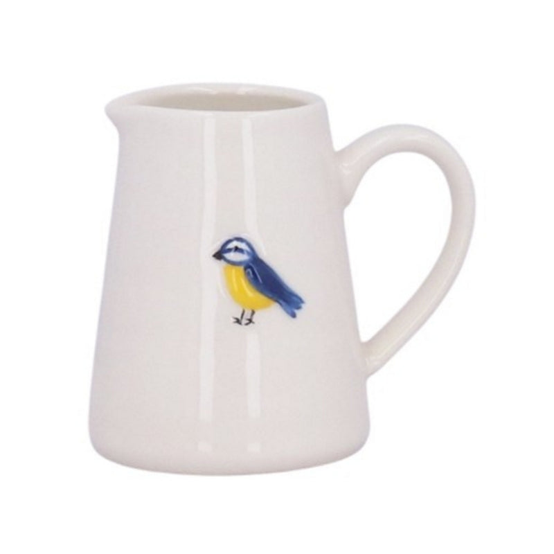 Gisela Graham Blue Tit Stoneware Mini Jug 35139 front