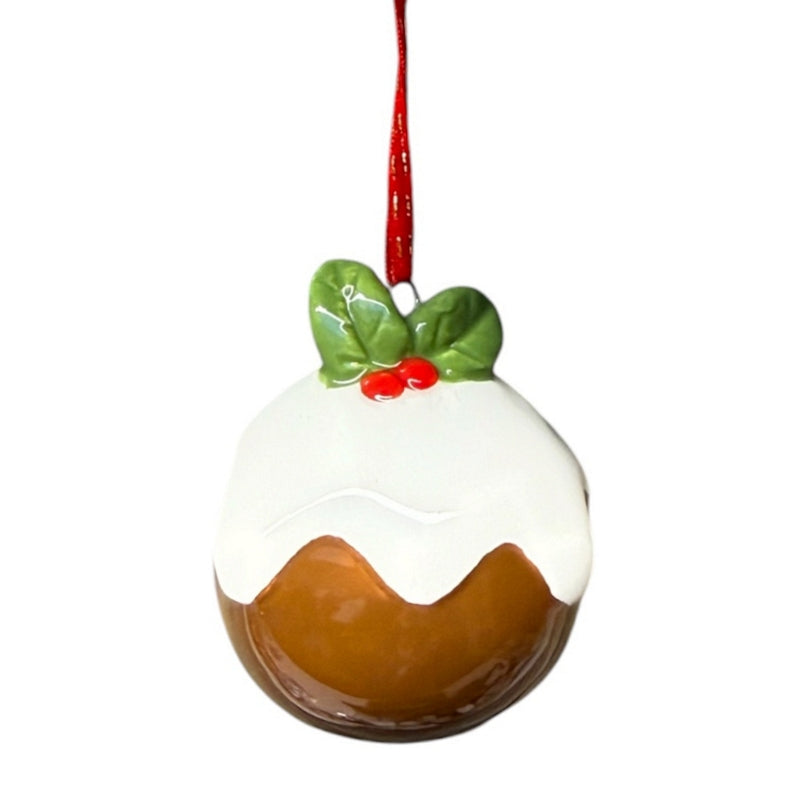 Gisela Graham Ceramic Christmas Pudding Decoration 11506 front