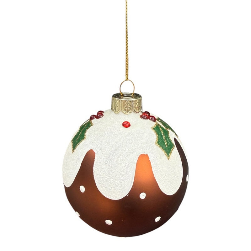Gisela Graham Christmas Pudding Glass Bauble 03860 rear
