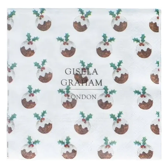 Gisela Graham Christmas Pudding Napkins 37469 packaged