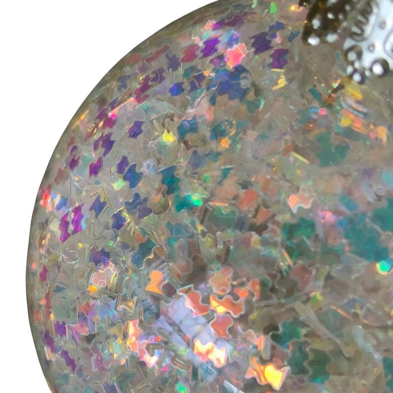 Gisela Graham Clear Glass Bauble with Iridescent Confetti detail