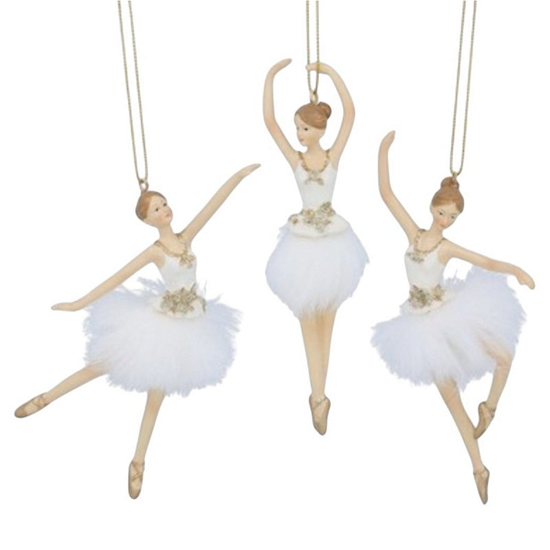 Gisela Graham Cream & Gold Ballerina with Feather Tutu Decoration selection