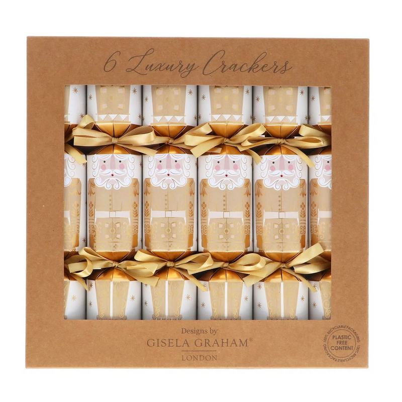 Gisela Graham Cream & Gold Nutcracker Luxury Christmas Crackers 35475 main