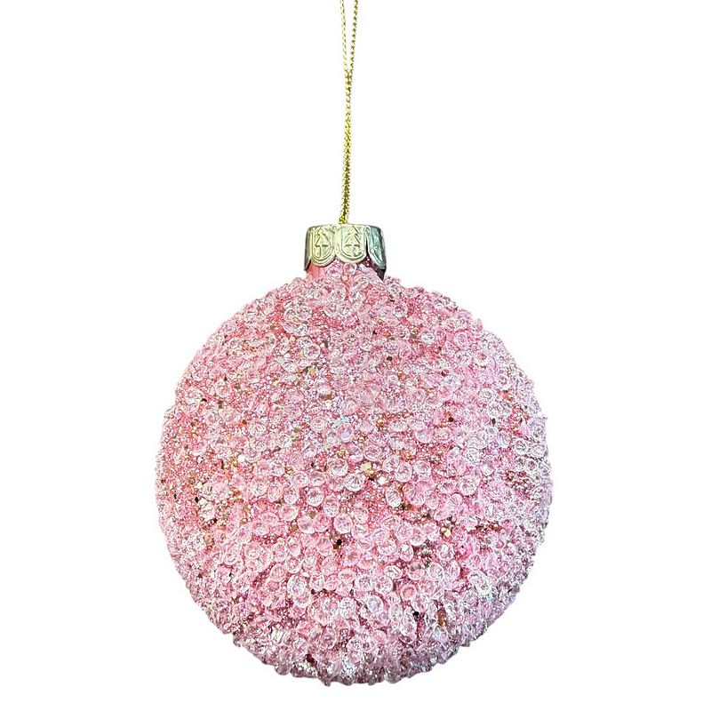 Gisela Graham Crushed Pink Glass Bauble 02474 main