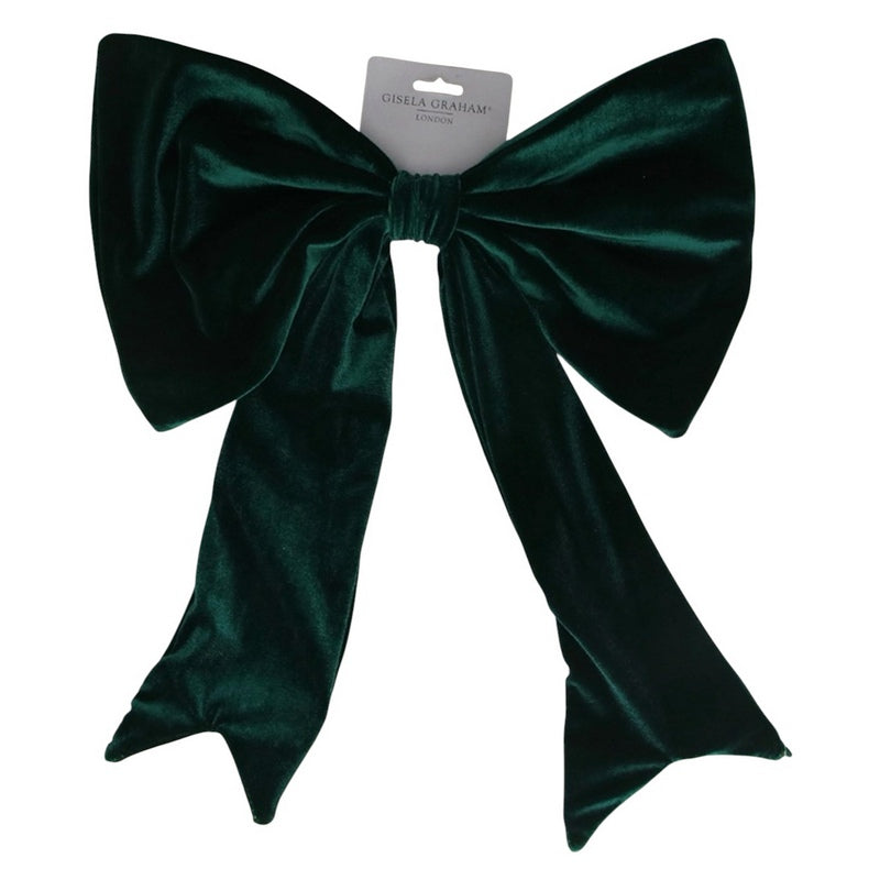 Gisela Graham Dark Green Velvet Clip-on Bow 11058 main