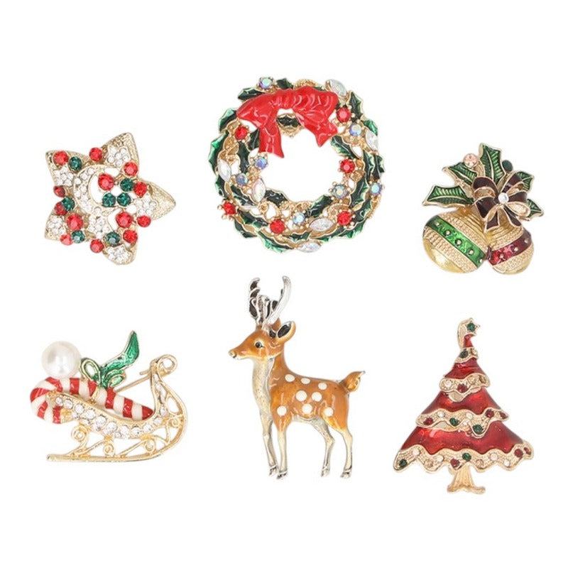Gisela Graham Diamante Metal Festive Brooch 31143 assortment