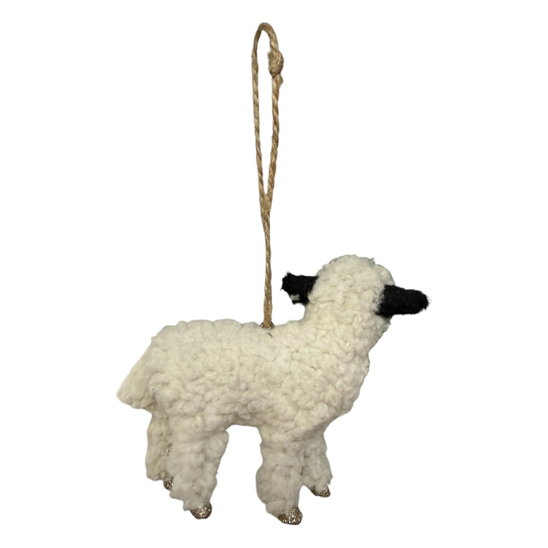 Gisela Graham Faux Fur Lamb Decoration 12175 rear