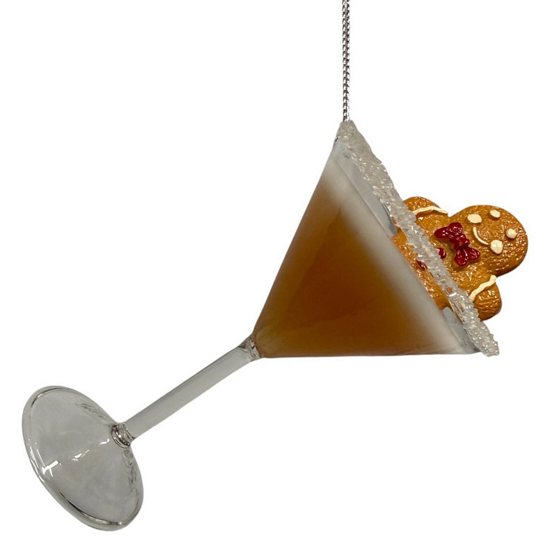 Gisela Graham Glass Gingerbread Martini Decoration 10948 close-up