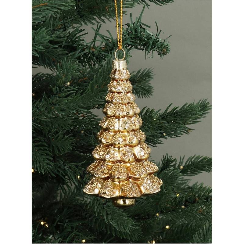 Gisela Graham Glass Gold Tree Decoration 01747 on tree