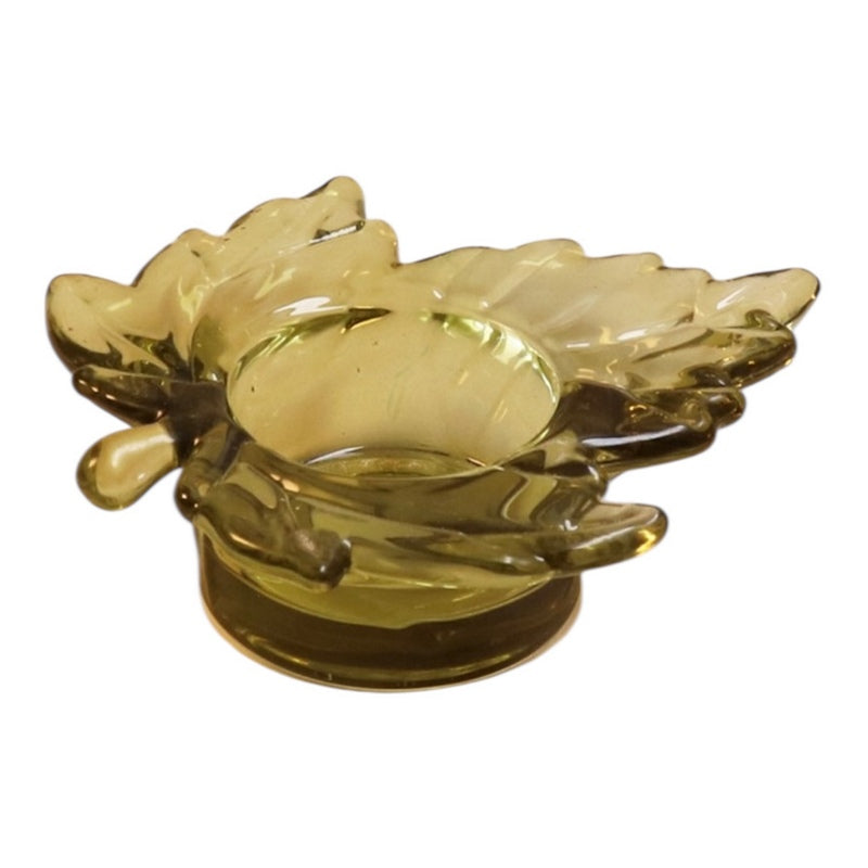 Gisela Graham Glass Maple Leaf T-Light Candle Holder Green 50042 main