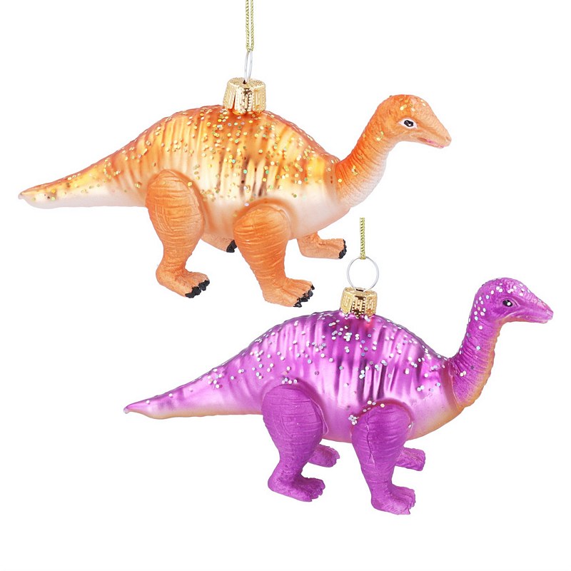 Gisela Graham Glass Orange or Fuchsia Dinosaur Decoration 01005 main