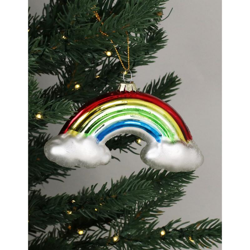 Gisela Graham Glass Rainbow Decoration 01027 on tree