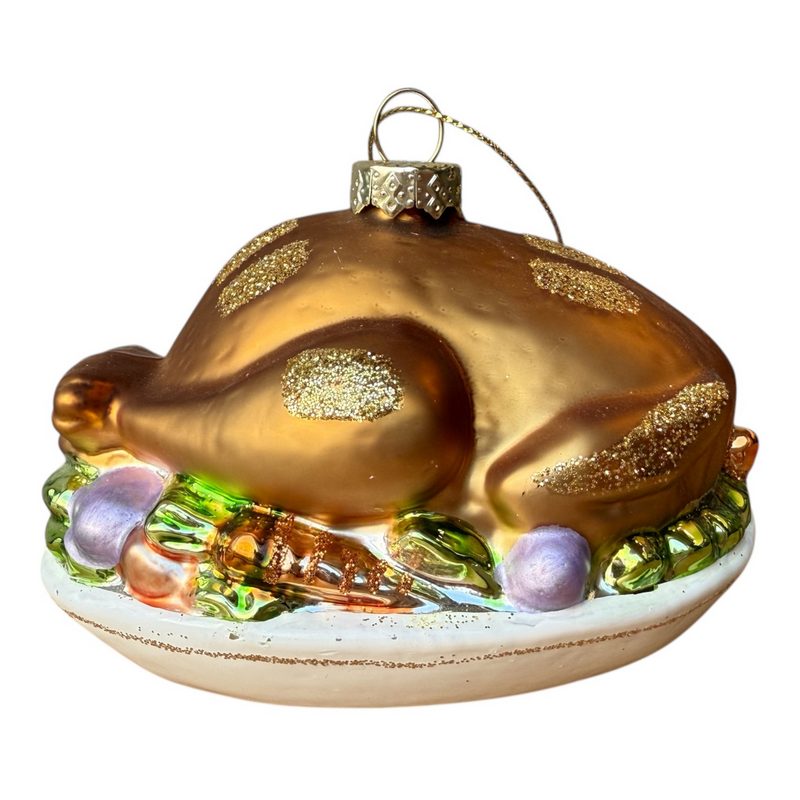 Gisela Graham Glass Roast Turkey Christmas Tree Decoration front