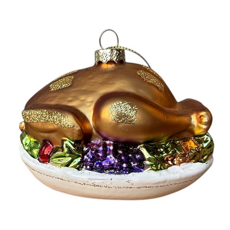 Gisela Graham Glass Roast Turkey Christmas Tree Decoration rear