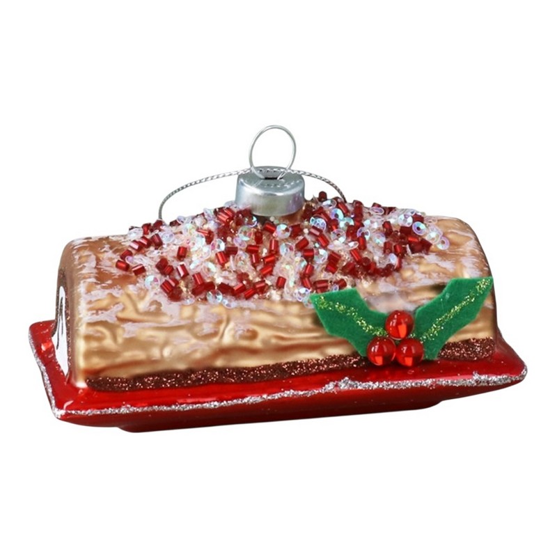Gisela Graham Glass Yule Log Christmas Tree Decoration 01001 main