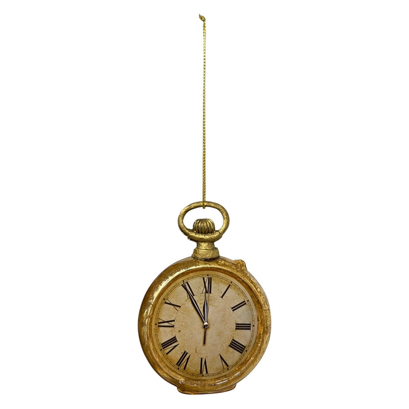 Gisela Graham Gold Glass Pocket Watch Decoration 02444 front