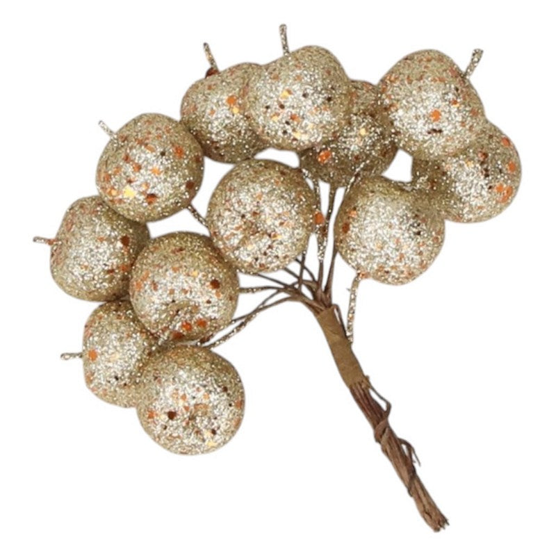 Gisela Graham Gold Sparkle Mini Cherry Bunch 40383 main