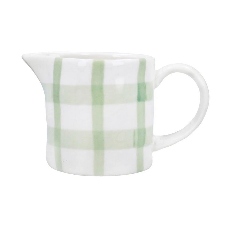Gisela Graham Green Check Stoneware Mini Jug 80112 front