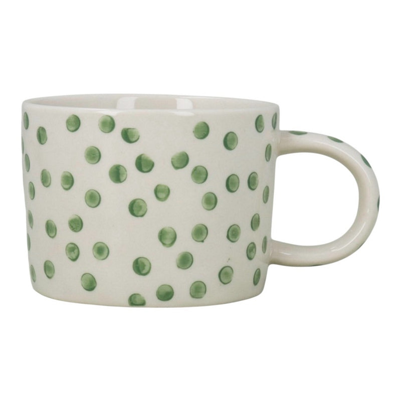 Gisela Graham Green Dots Stoneware Mug 80406 front