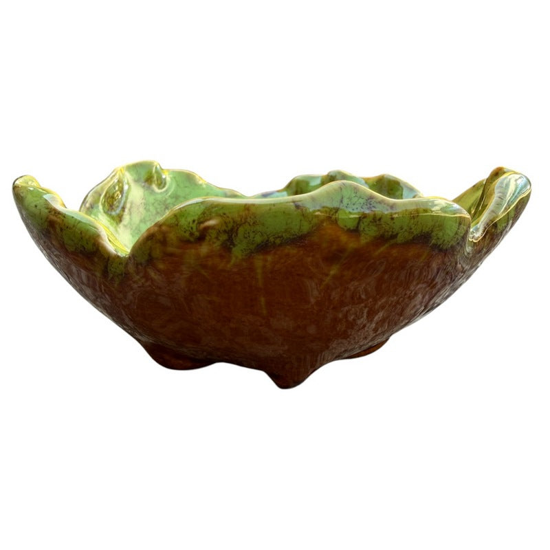 Gisela Graham Green Reactive Stoneware Anemone Trinket Dish 37894 side