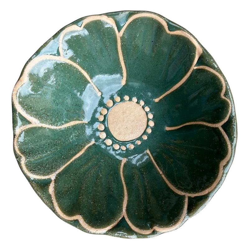 Gisela Graham Green Stoneware Flower Mini Bowl 33160 top