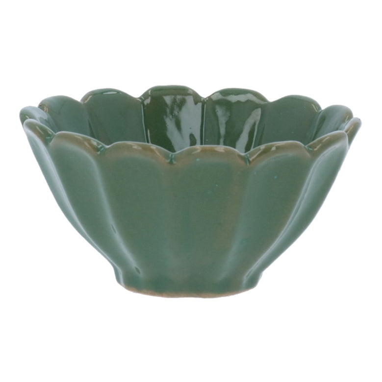 Gisela Graham Green Stoneware Fluted Bowl Mini 35980 front