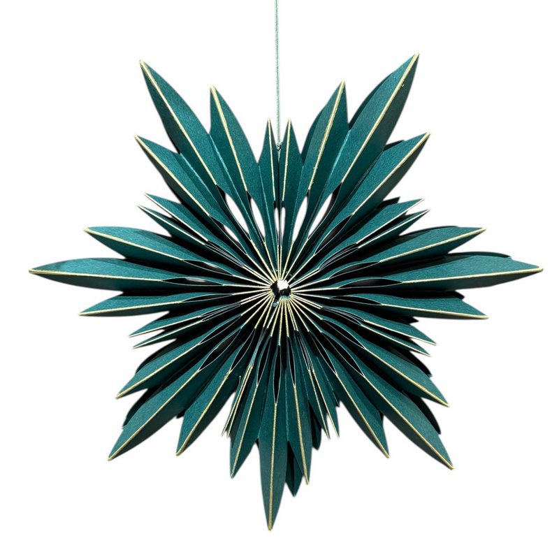 Gisela Graham Green & Gold Paper Snowflake Decoration