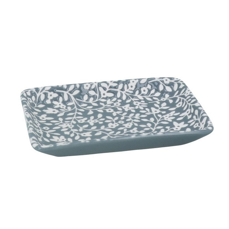 Gisela Graham Grey Floral Vines Porcelain Trinket Dish Small 32532 main