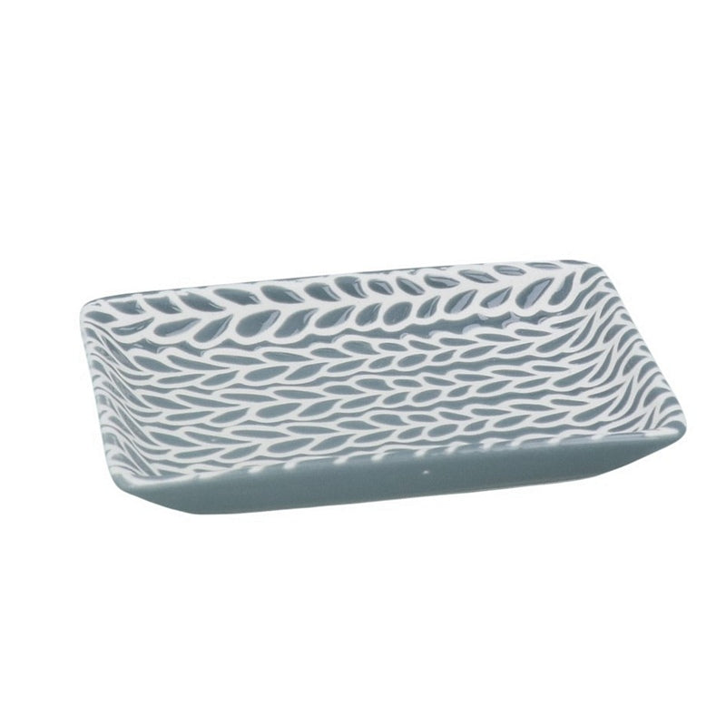 Gisela Graham Grey & White Leaves Porcelain Trinket Dish Small 32535 main