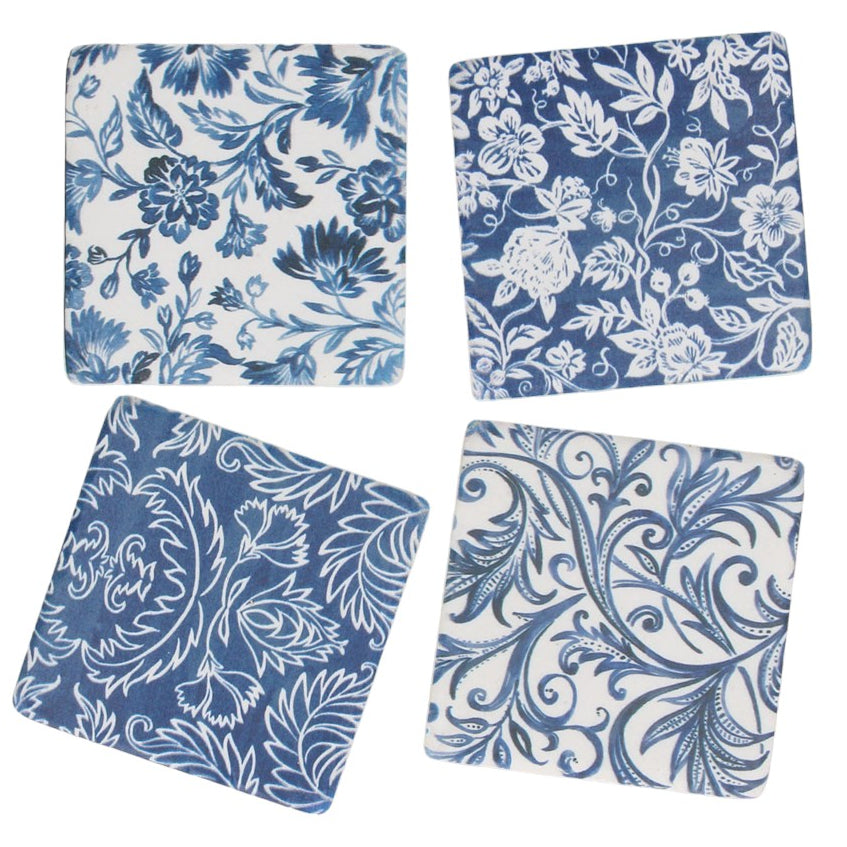 Gisela Graham Indigo Wallpaper Resin Coaster 33317 assorted