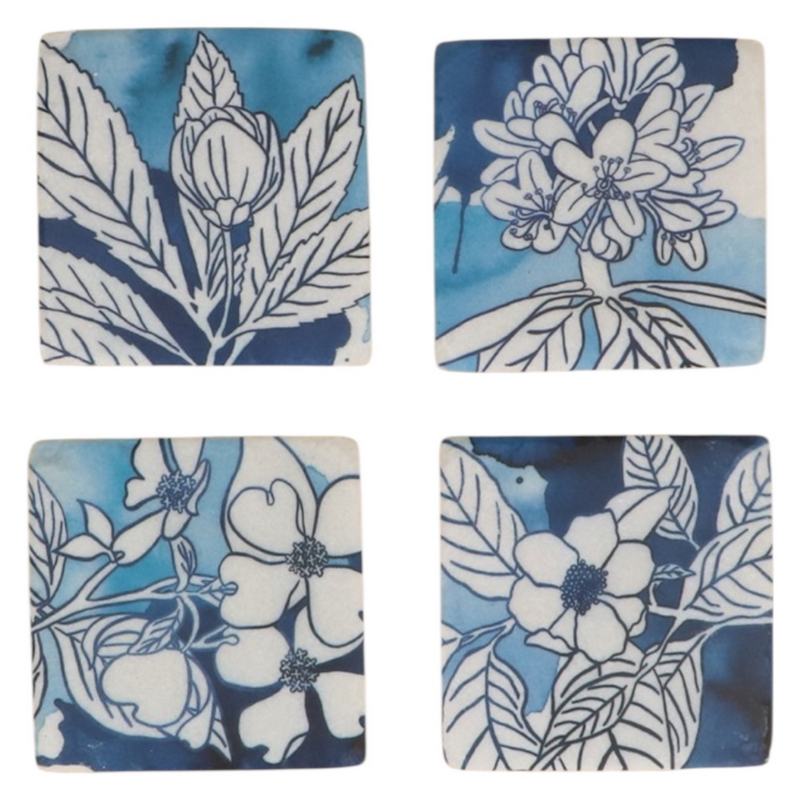 Ink Florals Resin Coaster