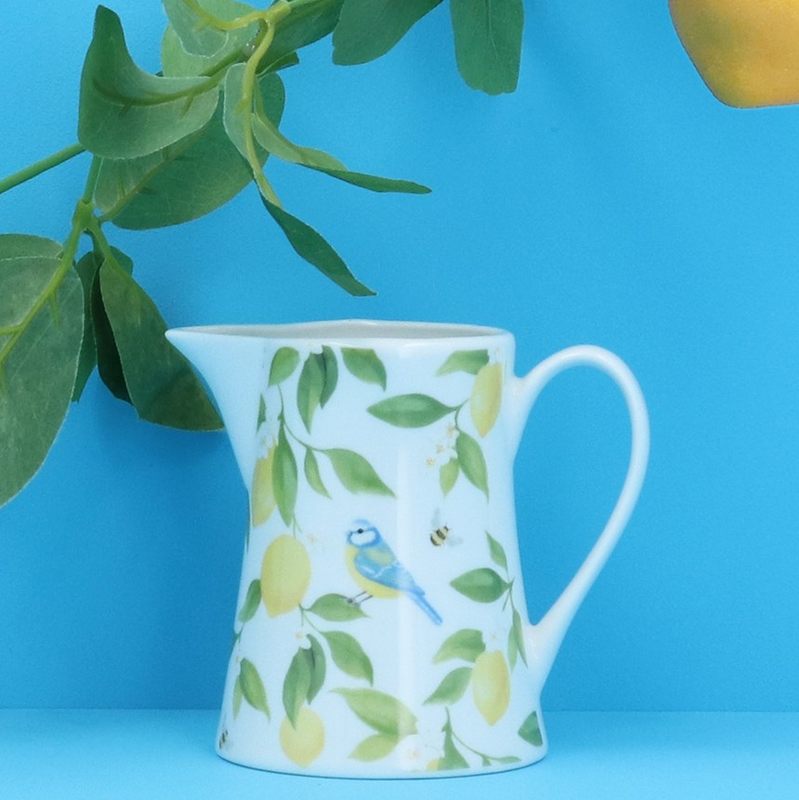 Gisela Graham Lemon & Blue Tits Bone China Jug Small 80101 lifestyle
