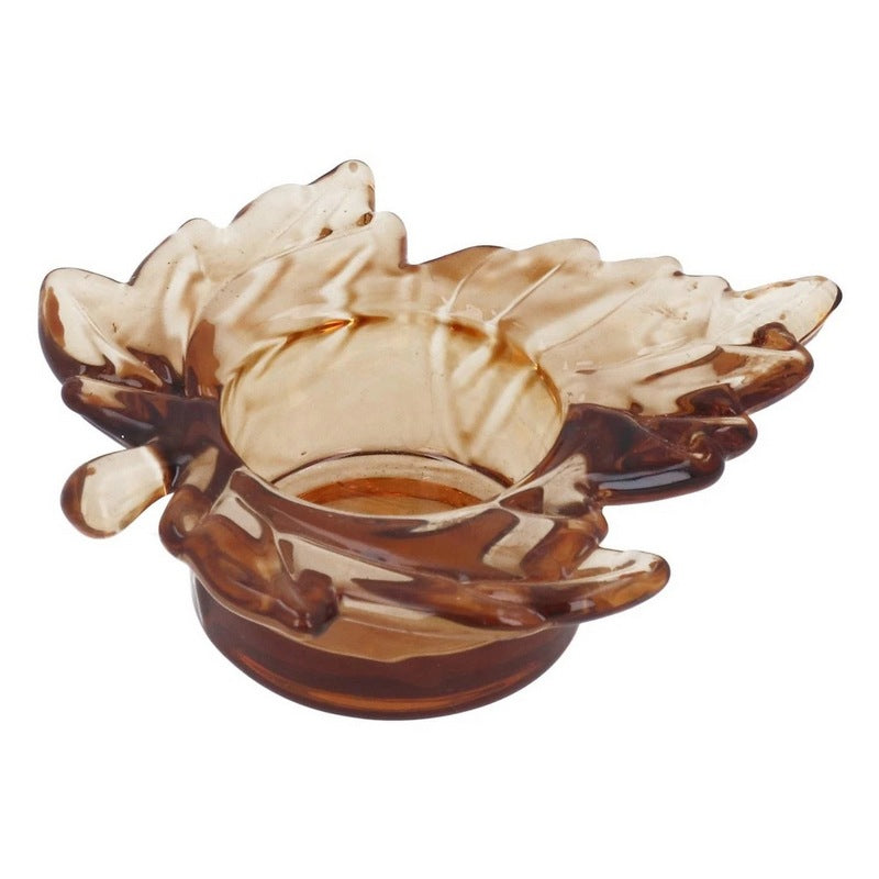 Gisela Graham Maple Leaf T-Light Candle Holder Dark Amber 50041 main